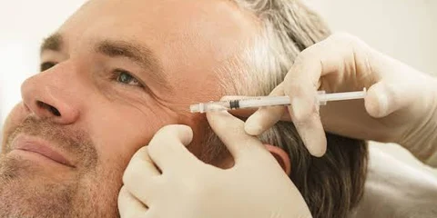 Provider giving a Botox injection at the crow's feet